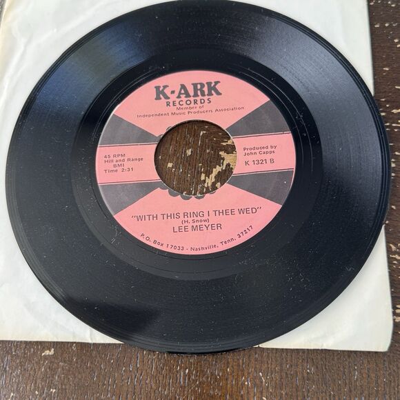 Lee Meyer K-Ark Records EX Vinyl 45 Wedding Bells - With This Ring I Thee Wed - Picture 3 of 5